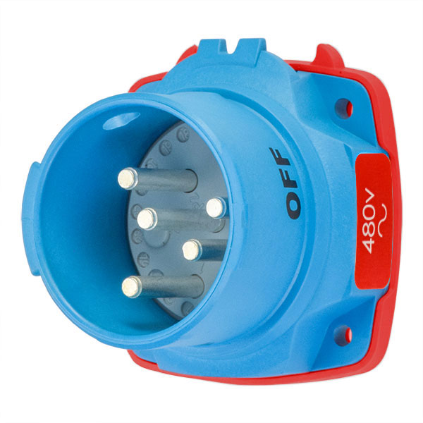 63-38042-972 - DSN30 INLET POLY BLUE SIZE 2 TYPE 4X IP 69 2P+G 30A 480 VAC 60 Hz +2 AUX